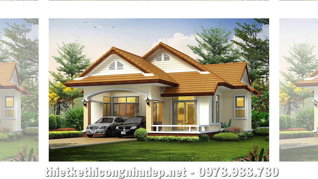 Thiết kế biệt thự nhà vườn 1 tầng hiện đại mái thái