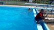 Grady at Prague pool back buster off diving board!
