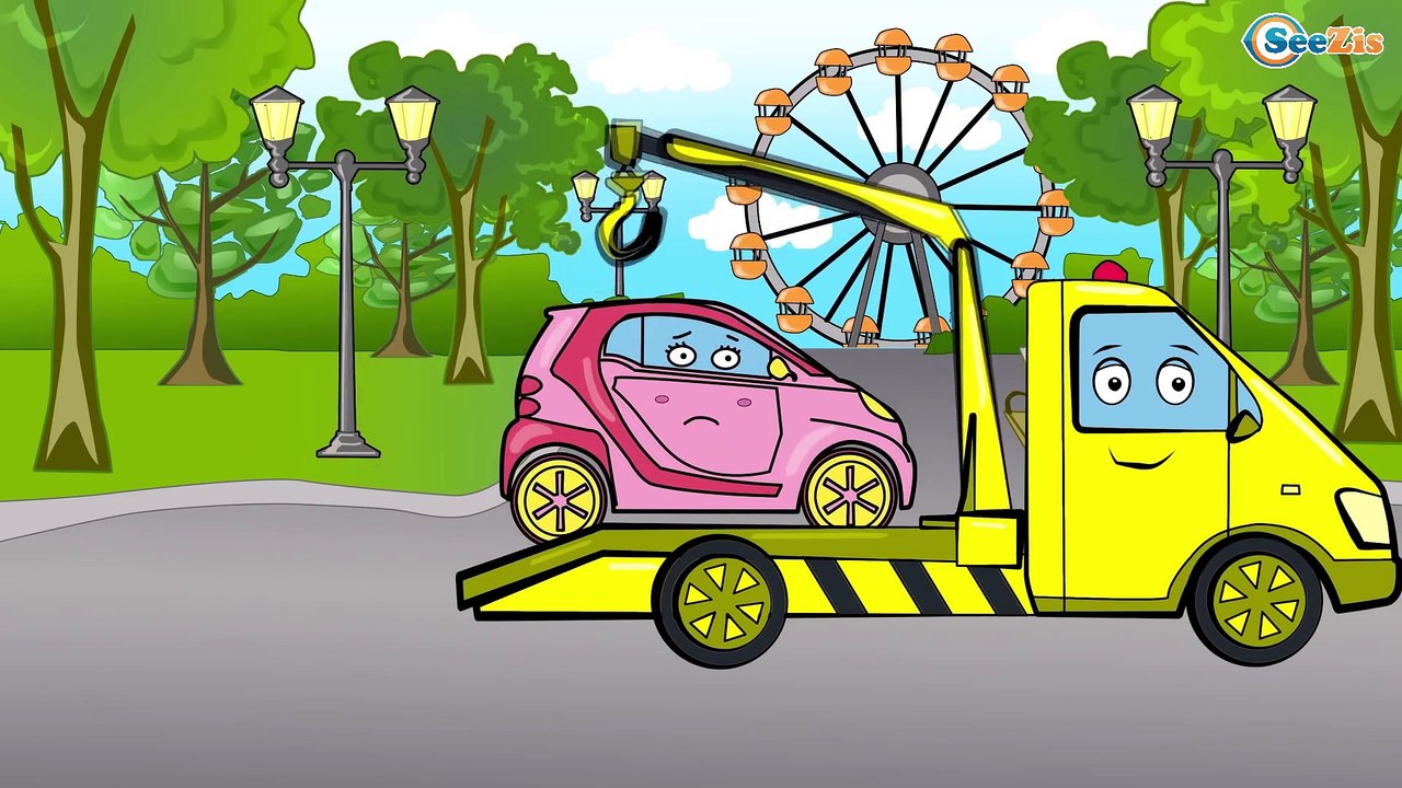 Grúa, Un Camion Monstruo, Coches de Carreras. Carritos Para Niños. Caricaturas de Coches