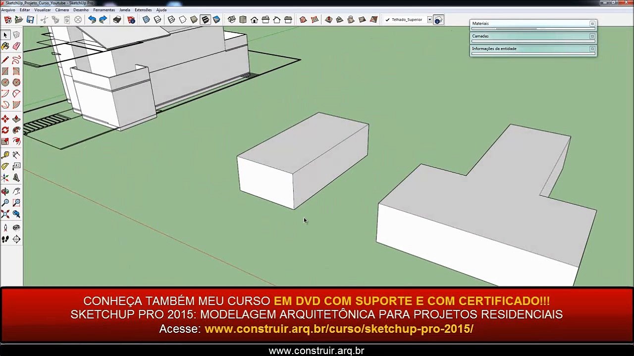 Curso SketchUp Básico Gratuito 20/40: Modelagem de telhados com várias águas│PARTE 1