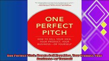 behold  One Perfect Pitch How to Sell Your Idea Your Product Your Businessor Yourself