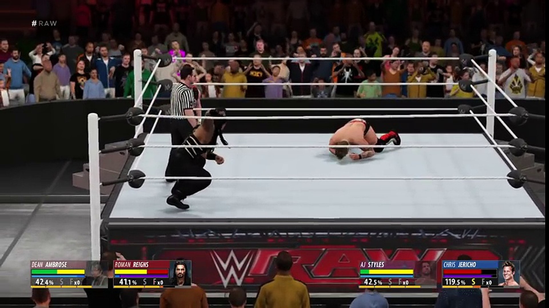 Aj Styles Chris Jericho Vs Dean Ambrose Roman Reigns Tag Team
