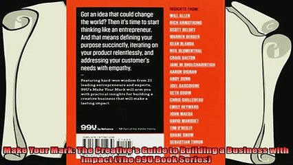 different   Make Your Mark The Creatives Guide to Building a Business with Impact The 99U Book