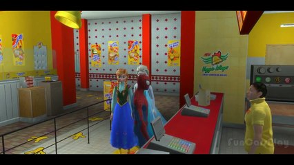 Frozen Elsa & Anna & Spiderman w- Disney Lightning McQueen Cars & Nursery Rhymes Songs for Children!_10