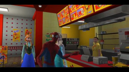 Frozen Elsa & Anna & Spiderman w- Disney Lightning McQueen Cars & Nursery Rhymes Songs for Children!_11