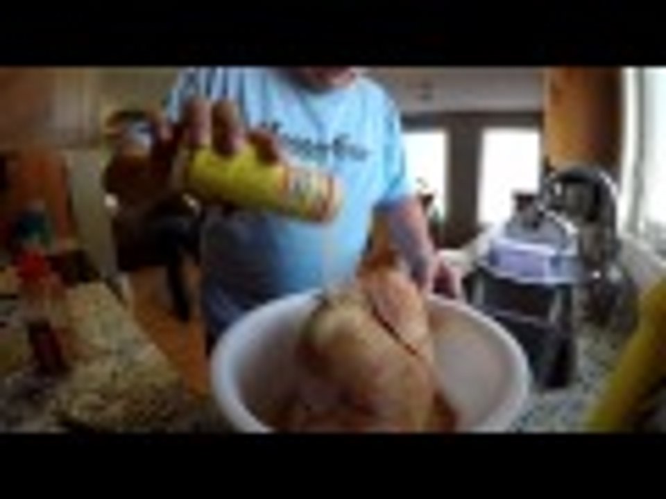 Trucker Rudi 02/05/16 How to grill a turkey on barbecue grill with a rotisserie motor