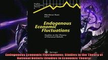 For you  Endogenous Economic Fluctuations Studies in the Theory of Rational Beliefs Studies in