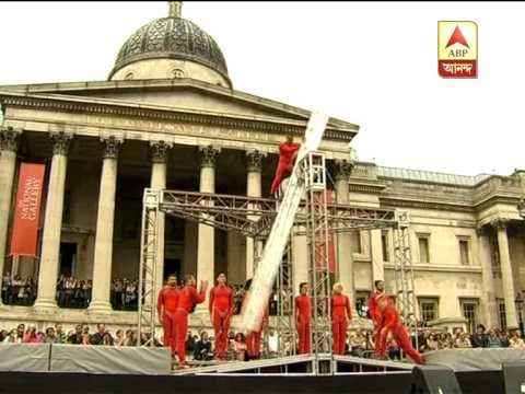 Acrobats use London landmarks as a launchpad for the Olympics.