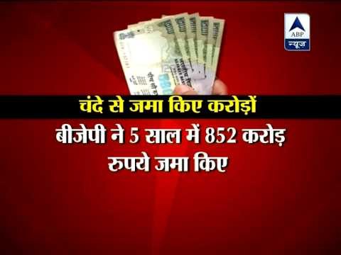 Congress raises Rs 1662 crore in 5 years, BJP Rs 852 crore ‎