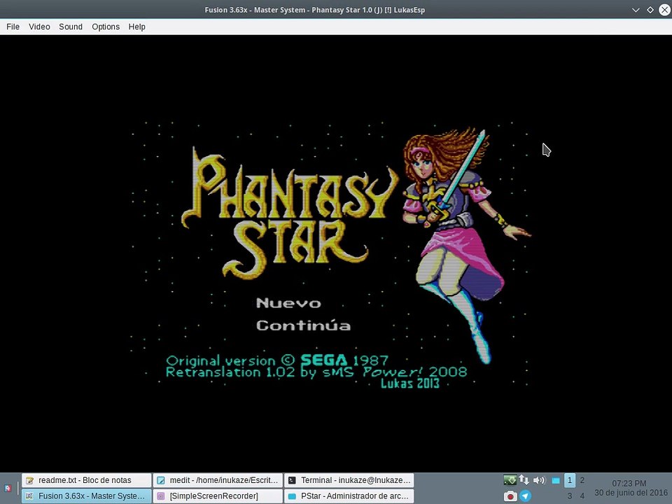 Phantasy Star 1.0 ParcheEsp Fail