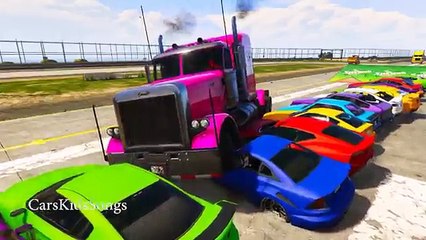 Смешная партия грузовиков с Человек-Паук автомобили мультфильм для детей супергерой и потешки