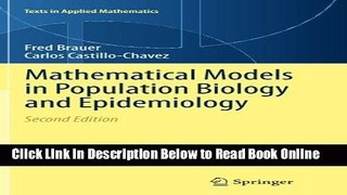 Read Mathematical Models in Population Biology and Epidemiology (Texts in Applied Mathematics)