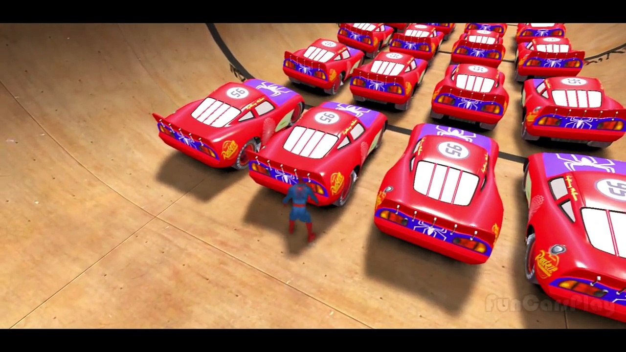 New Spiderman vs 25 Disney Custom Spider McQueen Cars w- Children Nursery Rhyme with Action_3