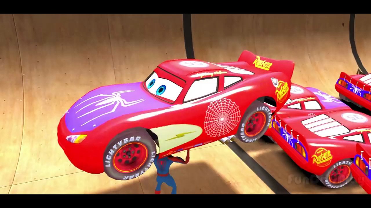 New Spiderman vs 25 Disney Custom Spider McQueen Cars w- Children Nursery Rhyme with Action_4