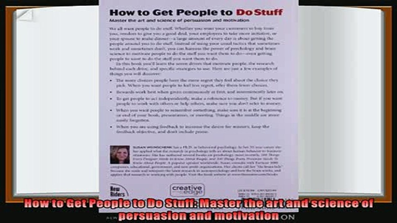 behold  How to Get People to Do Stuff Master the art and science of persuasion and motivation