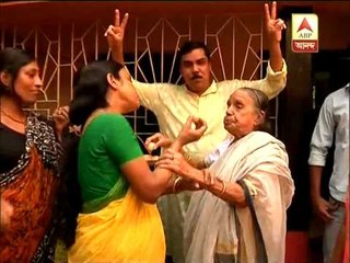 Celebration in Kirnahar- Pranab Mukherjee's 'didi' is giving sweets to everybody