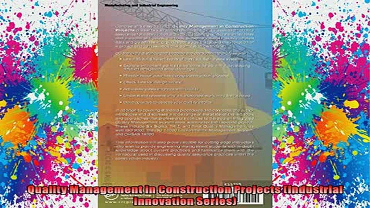Free Full PDF Downlaod  Quality Management in Construction Projects Industrial Innovation Series Full Free