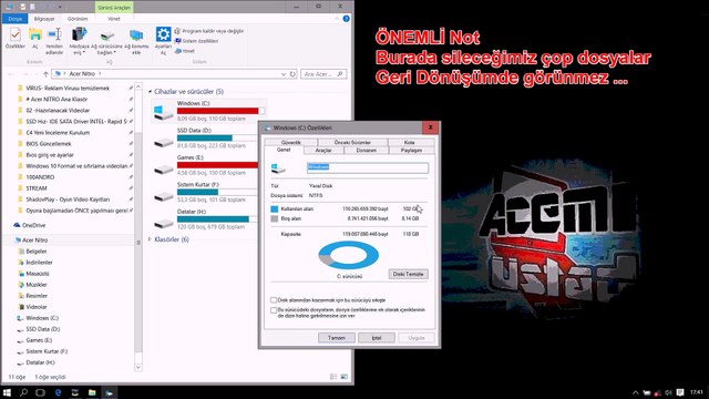 Pc sistem temizliği (GİZLİ) çöp dosya ve 'Windows.old' klasör silinmesi (Programsız) Videolu anlatım