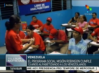 Misión Robinson, programa educativo de Venezuela, cumple 13 años