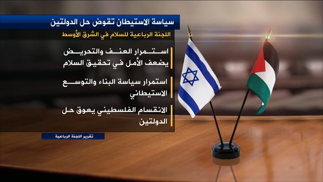 الرباعية الدولية: الاستيطان يؤدي لتآكل إمكانية حل الدولتين