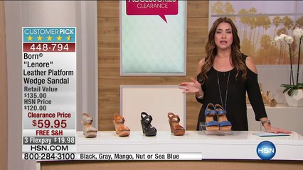 Born "Lenore" Leather Platform Wedge Sandal