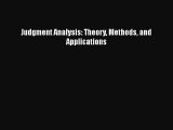 Read Judgment Analysis: Theory Methods and Applications Ebook Free