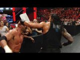WWE Monday night Raw 14 march 2016 roman reigns back and destroy tripl h