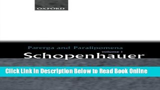 Read Parerga and Paralipomena: Short Philosophical Essays Volume One (Volume 1)  Ebook Free
