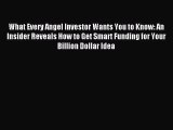 Read What Every Angel Investor Wants You to Know: An Insider Reveals How to Get Smart Funding