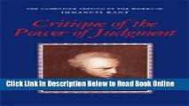 Download Critique of the Power of Judgment (The Cambridge Edition of the Works of Immanuel Kant)