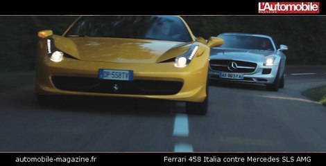 Teaser Ferrari 458 contre Mercedes SLS AMG