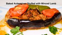 Baked Aubergines Stuffed with Minced Beef