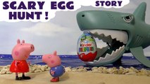 SCARY EGG HUNT --- Join Peppa Pig and her friends as they try to find Kinder Surprise Eggs, Featuring Thomas and Friends, a Shark, a Piranha, a Ghost, a Dragon, TMNT, Star Wars, Lightning McQueen from Disney Cars, Frozen, and many more family fun toys