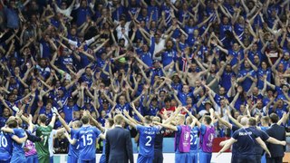 Euro 2016 Viking clapping of Iceland fans