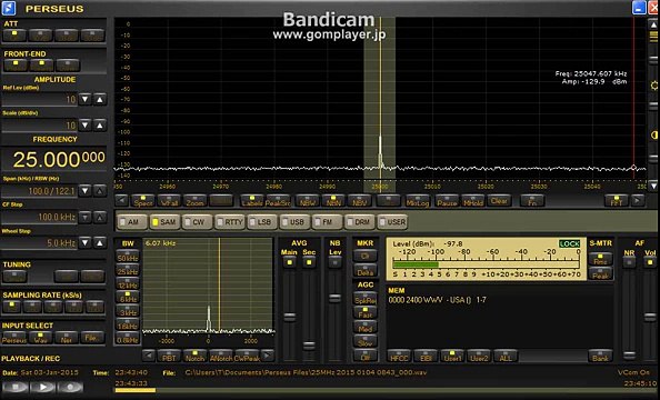 25 MHz WWV / Jan. 03 2015 2345 UTC