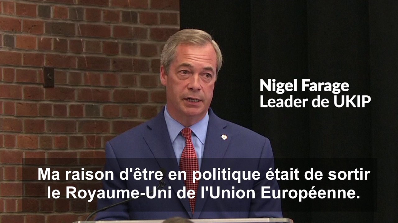 Nigel Farage, leader des pro-Brexit, démissionn...
