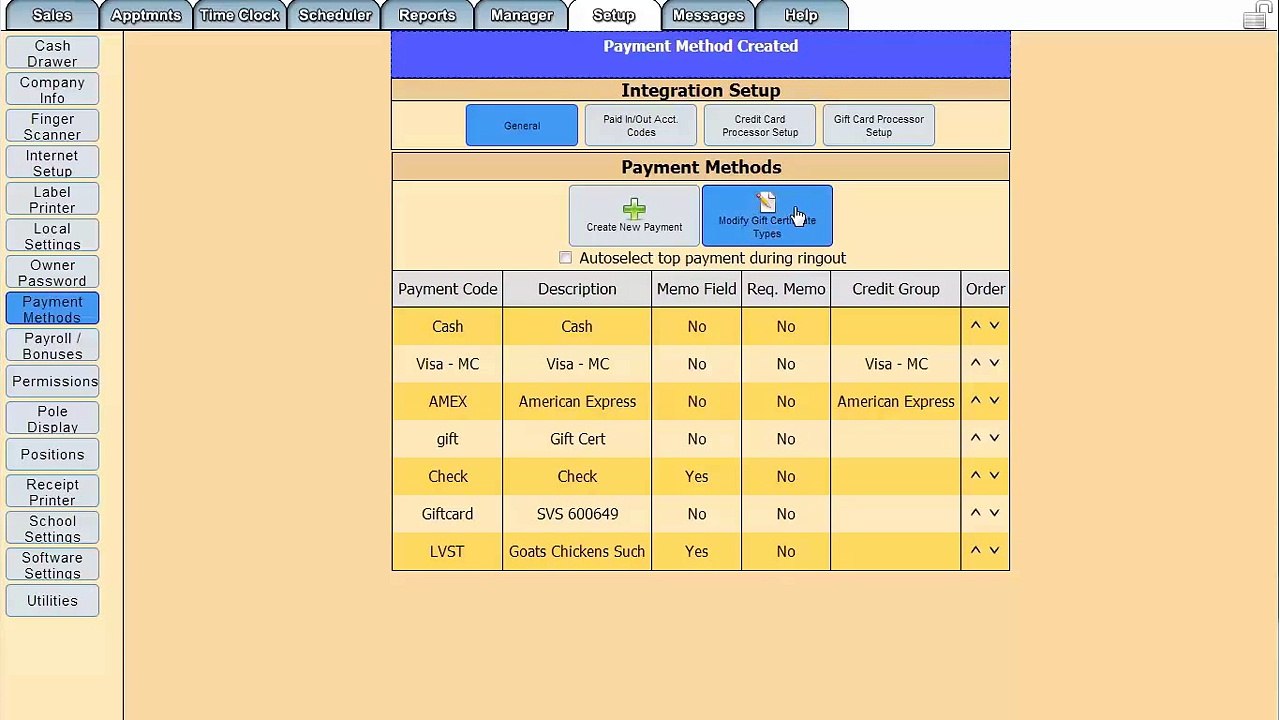 Salon Software - Configuring Payment Methods - SuperSalon
