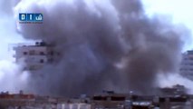 شام حمص الوعر الدخان المتصاعد جراء قصف صاروخي على الحي 27 10 2014