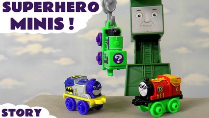 SUPERHERO MINIS --- Join Batman and Robin as they show off the Thomas Minis Motorized Raceway set in this unboxing toy story review, Featuring Thomas and Friends opening blind bags, and many more family fun toys