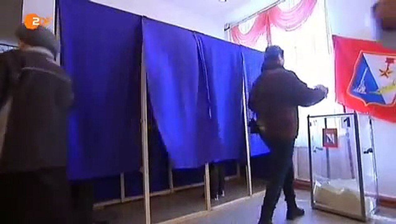 17.3.2014 heute-journal Krim Referendum Wahlurnen