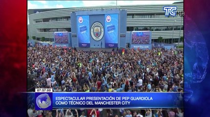 Espectacular presentación de Pep Guardiola como técnico del Manchester City