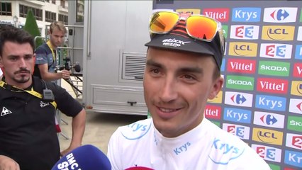 Download Video: Cyclisme - Tour de France : Alaphilippe «Un grand plaisir de porter le maillot blanc»