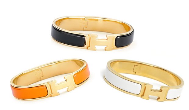 Hermes Clic H Bracelet Narrow Enamel Red/Black/White with Gold/Silver