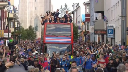 Встреча героев: Исландские футболисты вернулись на родину (05.07.2016)