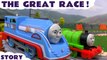 THE GREAT RACE --- Join Lightning McQueen from Disney Cars and Peppa Pig as they judge The Great Race competition, Featuring Thomas and Friends characters such as Streamline Thomas, Spencer, James and Percy, and many more family fun toys