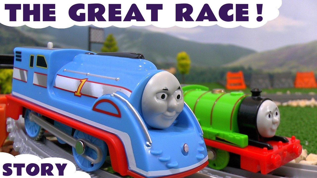 THE GREAT RACE --- Join Lightning McQueen from Disney Cars and Peppa Pig as they judge The Great Race competition, Featuring Thomas and Friends characters such as Streamline Thomas, Spencer, James and Percy, and many more family fun toys