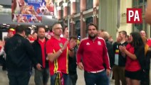 Belgium fans give Wales fans a guard of honour