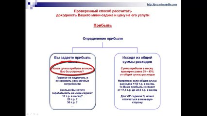 Сколько прибыли Вам принесёт Ваш детский сад - часть урока "Как рассчитать доходность Вашего мин-садика и цену на его услуги"