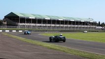 AC Cobra Race with 2 Cars Almost Skidding, Goodwood Revival