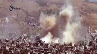 Video Qasioun News: Rif Dimashq: Smoke rise due to airstrike over Zabadani city 25-8-2015